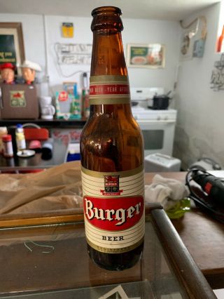 Vintage Burger Beer Amber Bottle 12 Oz Advertising Cincinnati