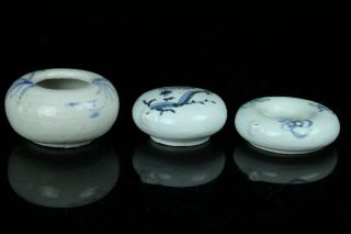 May222 Korean Late Joseon Blue& White Porcelain 3 Water Dropper Suiteki