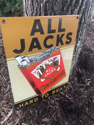 Near All Jacks Cigarettes Porcelain Advertising Sign.  Black Cat