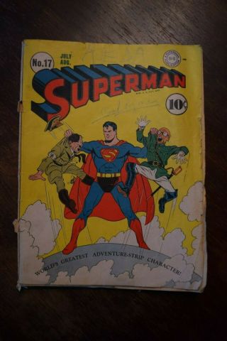 Superman 17 Comic (hitler Cover) 1942 Unrestored