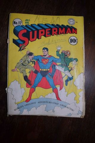 Superman 17 Comic (Hitler Cover) 1942 Unrestored 2
