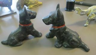 2 Vintage Cast Iron Scotty Dogs Figurals Statues Paperweights 3 "