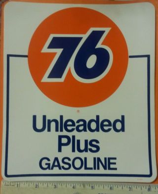 1pc Union 76 Unleaded Plus Gasoline Racing Decal Stickers Xl Size 8.  25 " X 9.  75 "