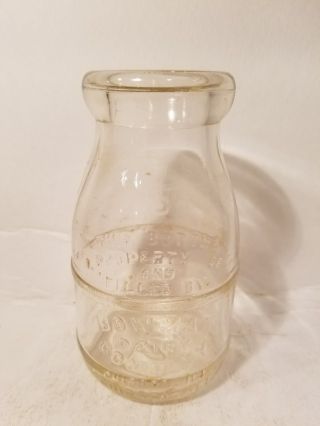 Vintage Glass Milk Bottle Bowman Dairy Chicago Illinois 1/2 (half Pint)