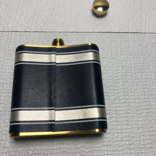 Crown Royal Tailgate Flask Navy Blue And Gold with Rare Silver STRIPE 6oz 5