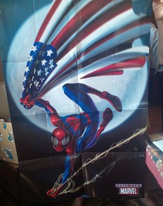 Ultimate Spider - Man Promo Poster 24 " X 35 " Folded 2002 American Flag