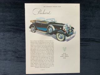 E Packard 1931 Ad Sport Phaeton With Hood Ornament.  13 1/2 X 10 3/4