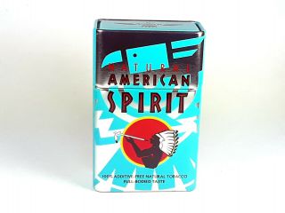 American Spirit Blue Tin Empty Flip Top Tin Cigarette Case,  Stash Box