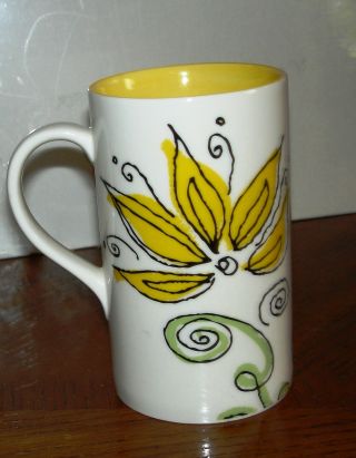 2006 Starbucks Yellow Flower Coffee Cup Tea Mug Tall 12 Oz Spring Floral