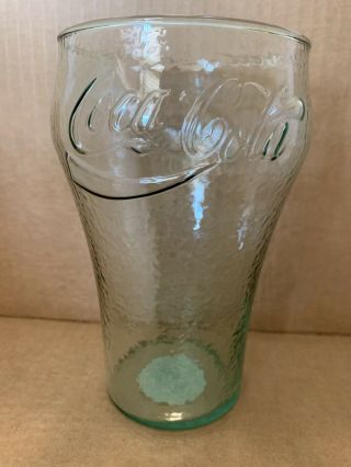 Vintage Coca Cola Green Pebbled Glass 32 Oz Extra Large Indiana Glass Rare