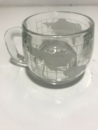 Set 2 Nestle Nescafe World Globe Frosted Glass Coffee Mugs Cups Vintage 3 