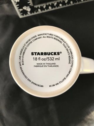 2014 Starbucks White w/ Black Mermaid Siren Logo 18 oz Large Ceramic Coffee Mug 2
