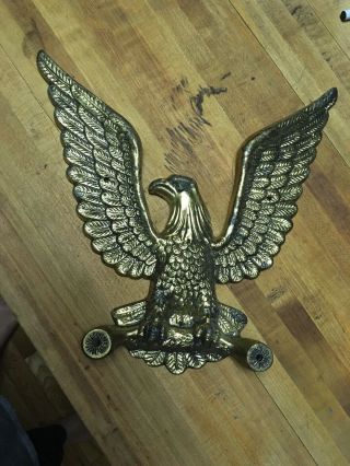 Vintage Federal Style Heavy Solid Brass Eagle Wall Plaque Decor