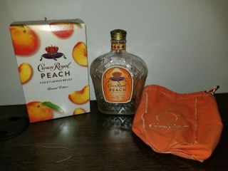 Crown Royal Peach Empty Bottle,  Bag & Box 750 Ml Limited Edition.  Rare