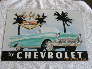 1957 Chevrolet Chevy Bel Air Convertible Nostalgic Drive - In Tin Metal Sign