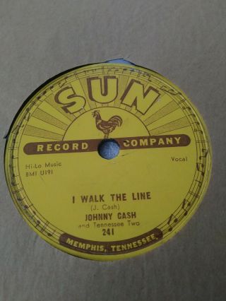 3 SUN LABEL JOHNNY CASH 78 RPM RECORD 232 241 266 Folsom Prison I Walk The Line 3