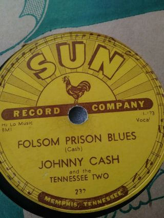 3 SUN LABEL JOHNNY CASH 78 RPM RECORD 232 241 266 Folsom Prison I Walk The Line 4