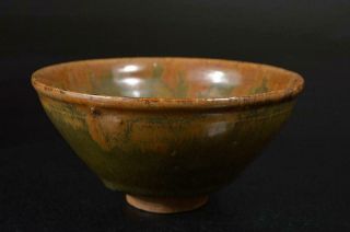 S8276: Chinese Pottery Green glaze TEA BOWL Green tea tool w/box Tea Ceremony 3