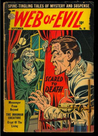 Web Of Evil 18 Pre - Code Acid - In - Face Story Quality Horror 1954 Gd - Vg