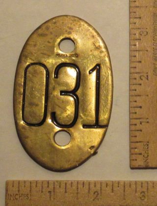 031 - Morford - Brass Livestock Tag - Cattle / Cow / Sheep / Goat - Chain Tag