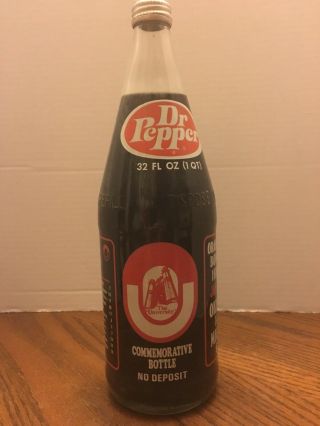 Oklahoma University OU Sooners Dr Pepper 32 oz Bottle 1976 Orange Bowl SS Full 2