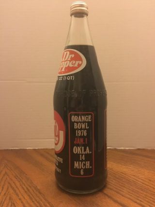 Oklahoma University OU Sooners Dr Pepper 32 oz Bottle 1976 Orange Bowl SS Full 4