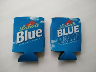 2 Labatts Blue Beer Koozie Double Sided Labatt Blue Light Beer Cover