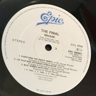 WHAM The Final 1986 UK double vinyl LP best of greatest Hit 8