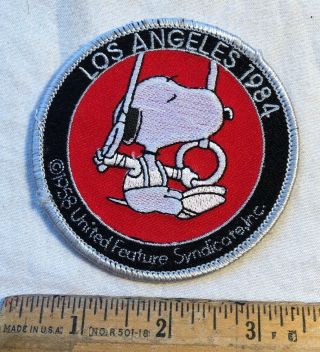 Vintage 1984 Los Angeles Olympics Snoopy Gymnastics Rings Patch Peanuts Gang