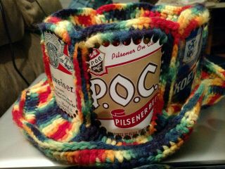 Vintage 1970s Tech,  Koehler,  Duke,  Bud,  Genesse,  Beer Can Crochet Retro Party Hat