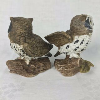 Vintage Owl Homco Home Interior Ceramic Porcelain Bisque Figurine Set Of 2 3