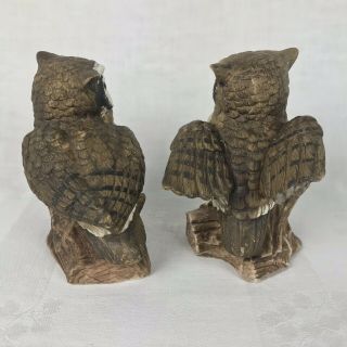 Vintage Owl Homco Home Interior Ceramic Porcelain Bisque Figurine Set Of 2 5