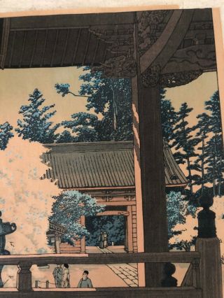 Antique 1931 Japanese Signed Kawase Hasui Woodblock Print “Myohonji Temple” Art 4
