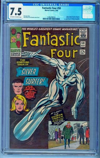 Fantastic Four 50 Cgc 7.  5 1st Silver Surfer Solo Cvr Presents As 8.  5