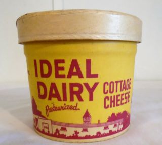 Ideal Dairy Cottage Cheese Paper Container Traverse City Michigan Co Vintage