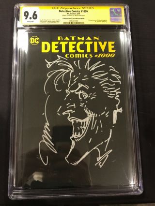 Detective Comics 1000 Black Blank Variant Cgc Ss 9.  6 Jim Lee Joker Sketch Batman