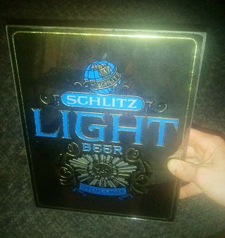 Vintage Schlitz Light Beer Advertising Mirror Sign Special Lager Ale