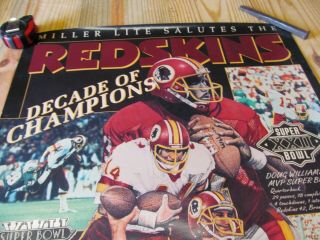 1992 Miller Lite Redskins Decade of Bowl Champions NFL Football Poster 2