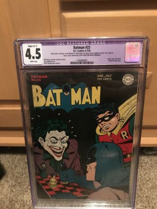 Batman 23 Cgc 4.  5 Restored Classic Joker Cover