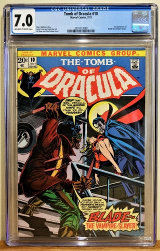Tomb Of Dracula 10 Cgc 7.  0 - Ow/w Pages 1st App.  Of Blade Movie Coming
