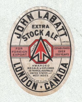 Beer Label - Canada - Extra Stock Ale - John Labatt - London,  Ontario