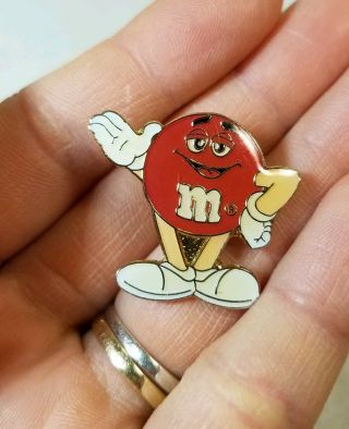 Mars M&m Candy Red Vintage 1 " Enamel Collectible Lapel Hat Pin Authentic 1997
