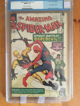Spider - Man 16 1964 Marvel Vs.  Daredevil Yellow Costume Ditko Cgc Fvf