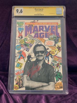 STAN LEE SIGNED CGC 9.  6 Black and White Photo Cover Marvel Age 41 2