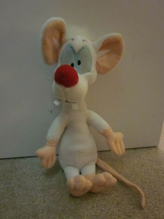 Vintage 1996 Pinky And The Brain Animaniacs Warner Brothers Plush Toy - Pinky