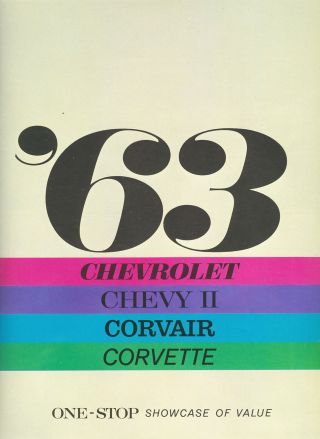 1963 Chevrolet Impala Ss Corvette Chevy Ii Corvair Full Line Sales Brochure