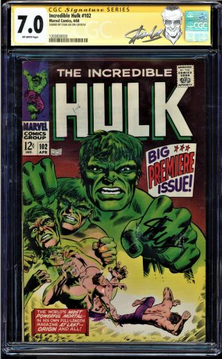 Incredible Hulk 102 Cgc 7.  0 Ss Stan Lee 1st Hulk In Own Title Cgc 1203830020