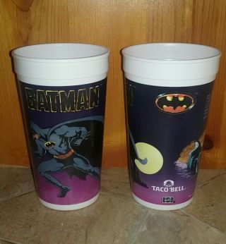 Batman And Batmobile Taco Bell Collectible Cups - Dc Comics - 1989