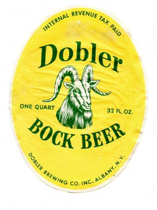 1930s Dobler Brewing Co,  Albany,  York Bock Beer Irtp 32 Oz Label