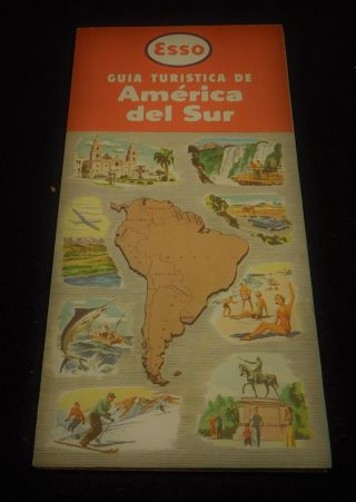 Vintage Esso Gas Oil Folding Map Of South America